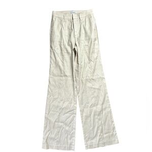 Evereve Womens 25 Beige Linen Blend High Rise Wide Leg Trousers